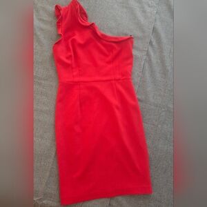 Black Halo Vibrant Red One-Shoulder Dress